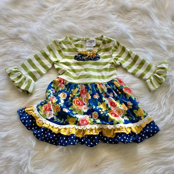 Counting Daisies Striped Floral Print Ruffle 2 Piece Set - Picture 2 of 15